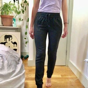 J Brand pinstripe jogger pants w/ drawstring waist